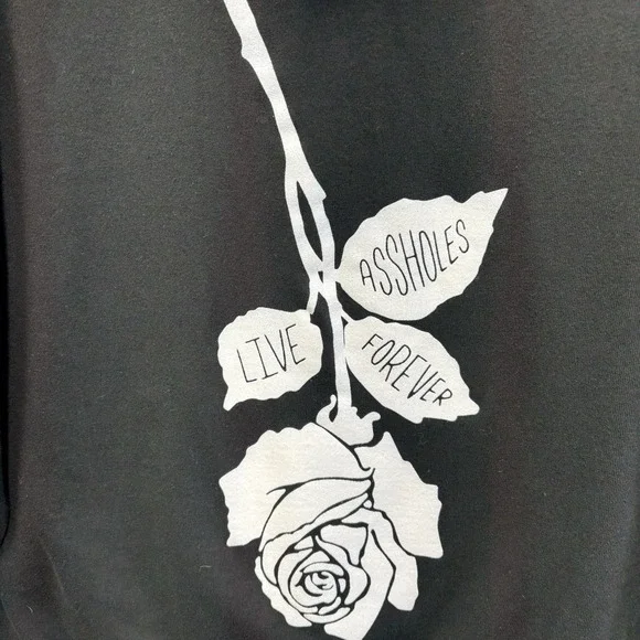 A**holes Live Forever Linda Finegold Rose Hoodie Size Xl Black White Sweatshirt - Picture 5 of 12